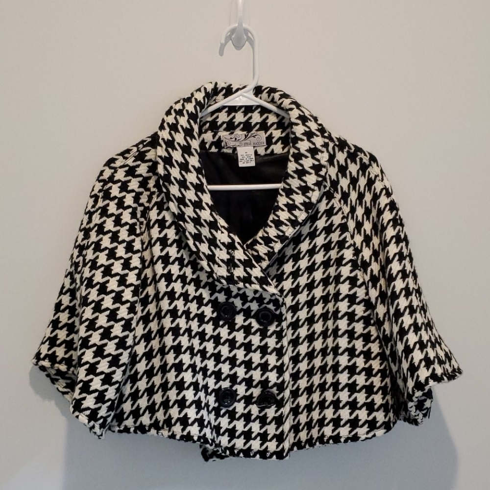 Steve Madden Houndstooth woolblend cropped peacoat